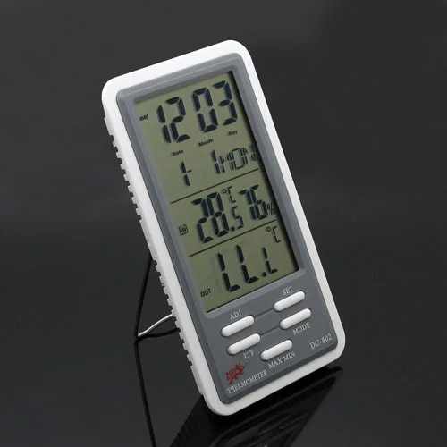

Digital Indoor Outdoor Thermometer Hygrometer LCD Clock Temperature Humidity Meter With Wired External Sensor Free Shipping