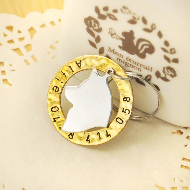 

Personalized Akita Dog Tag, Hand Stamped Dog Tag, Customized Pet Jewelry, Your Dog Pet ID tag, Personalized Name & Number