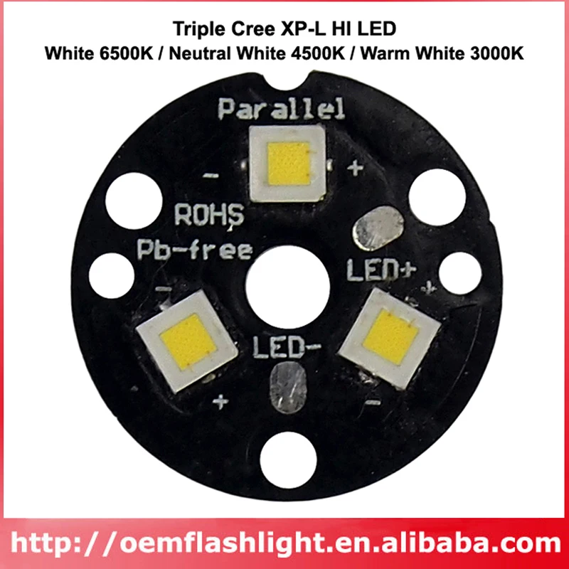 Тройной Cree XP L HI V3 белый 6500K нейтральный 4500K теплый 3000K светодиодные излучатели с