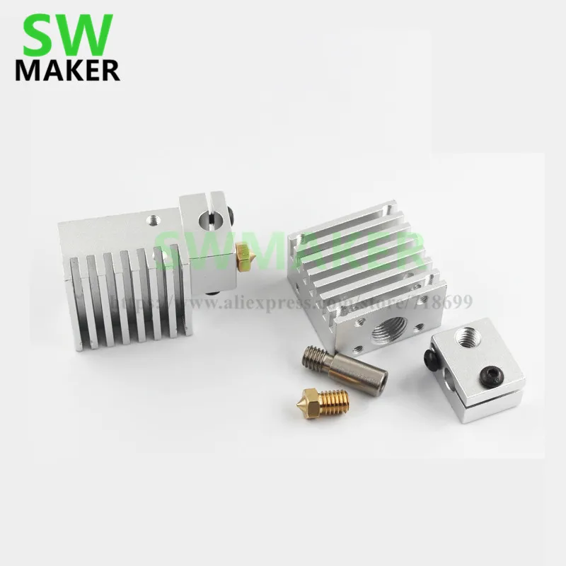 cheap SWMAKER All metal j head heat sink with single nozzle 0.4mm brass assembly kit 3D printer parts