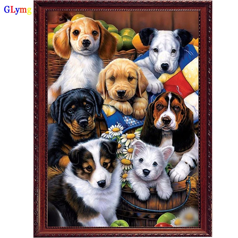 GLymg New Diy Cute Dog Diamond Embroidery Animal Serie Picture Diamond Painting Cross Stitch Full Square Child Room Home Decor