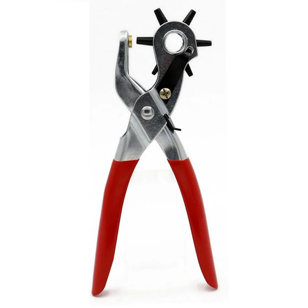 

9inch Revolving Leather Punch Plier 6 Sizes Round Hole Perforator Tool Make Hole Puncher for Watchband Card Leather Belt