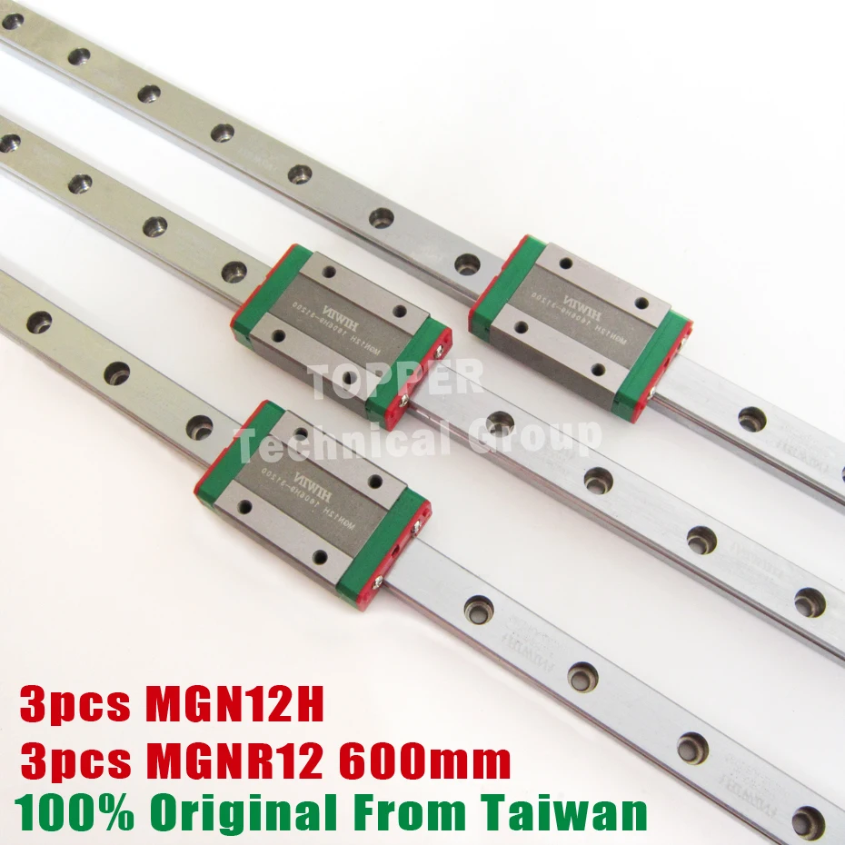 

HIWIN MGN12 600mm linear guide rail with MGN12H slide blocks stainless steel MGN 12mm