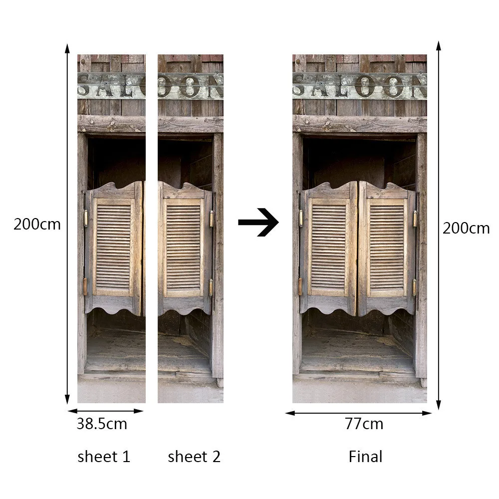 Индивидуальный размер/77*200 см Западная барная дверь стикер самоклеющиеся ПВХ водонепроницаемые Обои DIY Украшение дома Фреска Наклейка для спальни