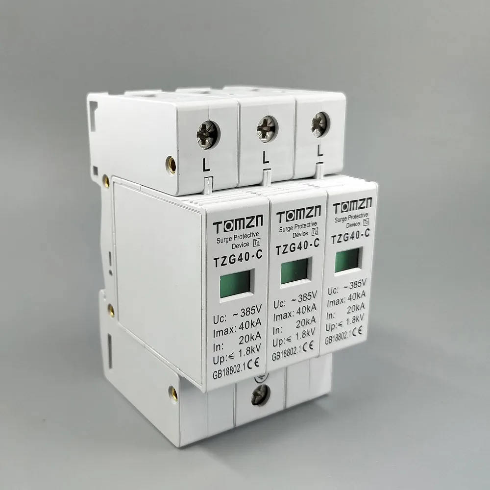 

AC SPD 3P 20KA~40KA C ~385V House Surge Protector Protective Low-voltage Arrester Device