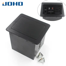 JOHO 10A Desk Socket Table Pop-up Outlets Universal Socket, 2 Datas, VGA, Audio-L & Audio-R Inserts Desktop Power Socket