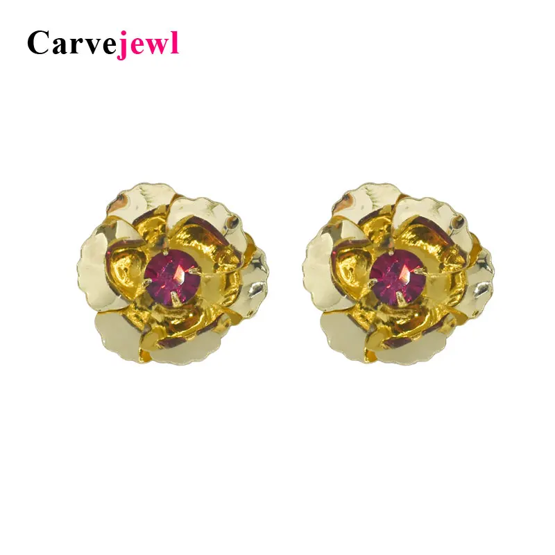 

Carvejewl stud earrings cute stamping flower color rich rhinestone earrings for women jewelry girl gift new fashion 2019 style