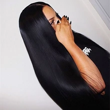 Full Shine Lace Front Wig Middle Size Cap High Density Wig with Baby Hair Natural Black Color Straight Human Hair Front Lace Wig