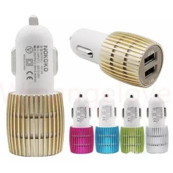 

For Iphone 8 Car Charger Metal Travel Adapter 2 Ports Colorful Micro USB Car Plug USB Adapter For Samsung Note 8 for Iphone