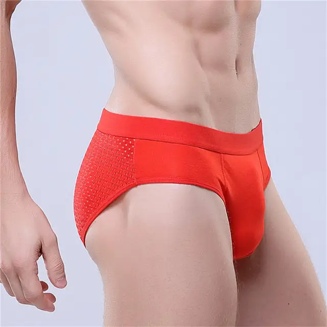 Buy Briefs Men Underwear Mesh Solid Big Size Modal