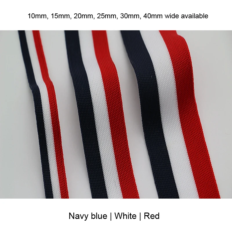 

10mm, 15mm, 20mm, 25mm 80yards/lot Polyester woven Webbing Ribbon striped navy blue white red Handmade knitted cord decoration