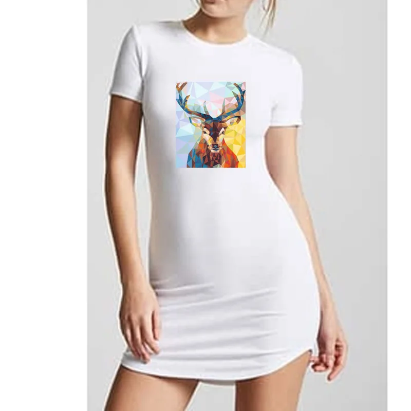

2019 Summer Women watercolor Printed Dress harajuku 2019 Summer kawaii Long Sleeve Cartoon skull printting Mini Shirt Dresses