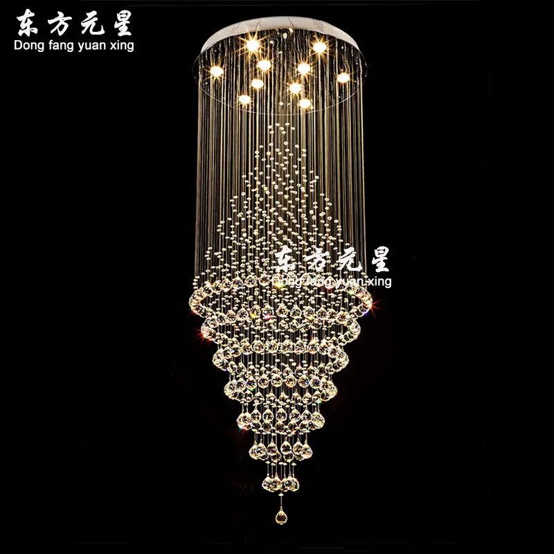 

crystal chandelier led lamp stair light droplight villa double entry long circular crystal lighting for the lobby