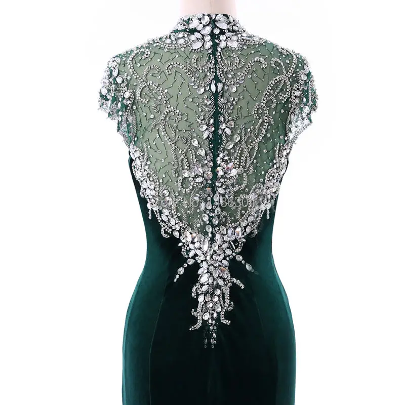 Гламурные Длинные вечерние платья 2019 с высоким воротом А-силуэта блестящие vestido longo кристаллы халат De Soiree настоящий размер на заказ x11261