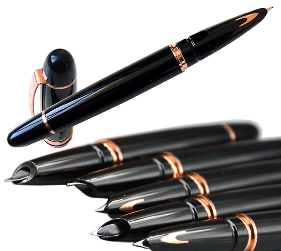 

12pcs/lot BLACK Fountain pen Hooded Nib Yongsheng 6100 school supplies standard pens stationery set Free Shipping