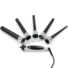 Хрустальные щипцы для завивки волос 5 в 1, набор для завивки волос 0,3-1,25 дюймов, сменные керамические бочки с термостойкими перчатками