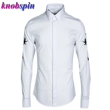 Брендовая деловая Мужская рубашка с длинным рукавом Тонкая Повседневная Женская сорочка homme отложной воротник Плотные хлопковые рубашки для мужчин птицы вышивка