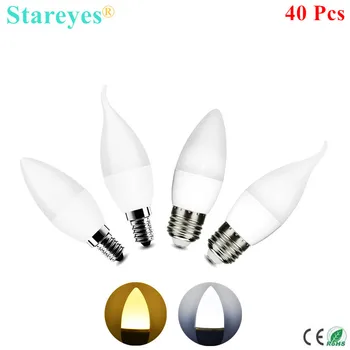 

Free shipping 40 pcs E14 E27 SMD 2835 10 LED 3W LED candle bulb lamp light droplight Downlight LED Ceiling chandelier lighting
