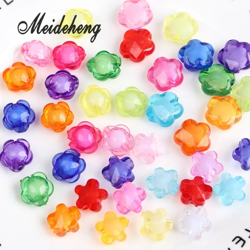 

Multi style Cheap Acrylic Flower Transparent color Spacer Beads For Jewelry Making With Internal Bead Jewelry Accessoires