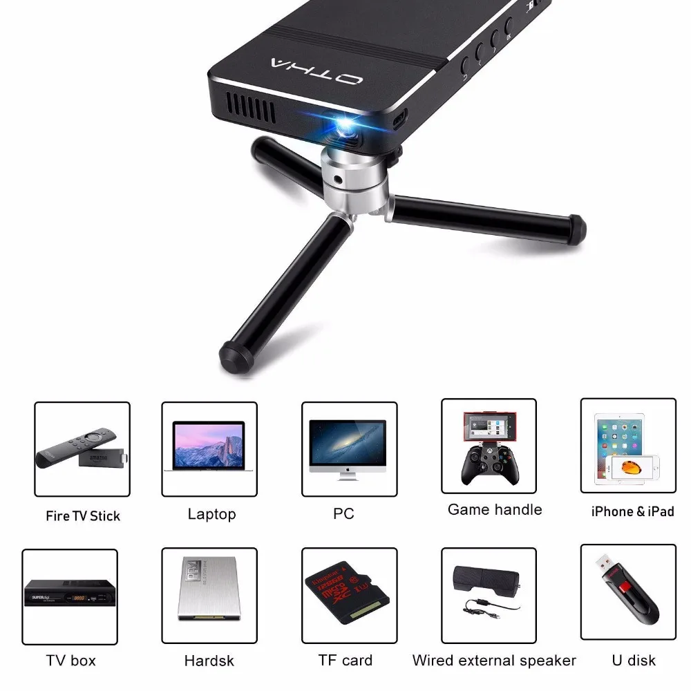 OTHA мини проектор DLP Портативный Совместим для iPhone/iPad серии и любым HDMI с поддержкой