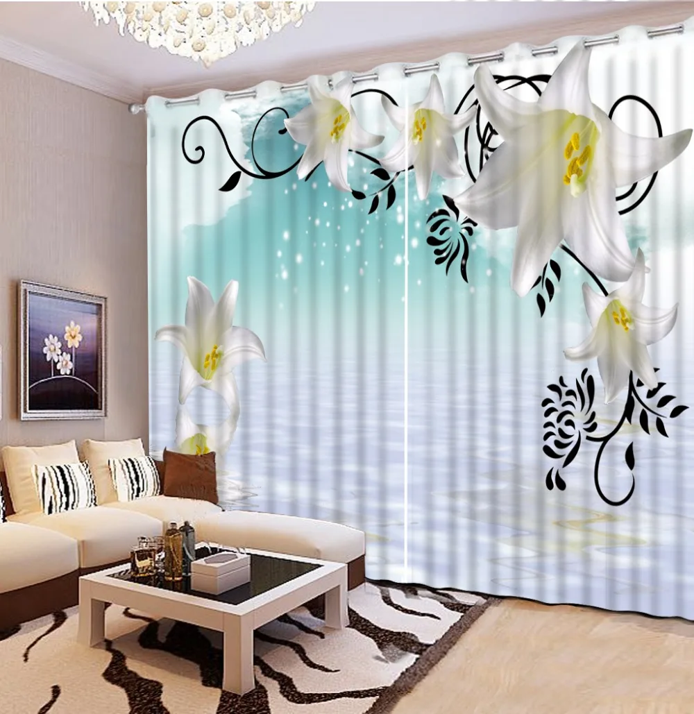 

Modern Home Custom white flower window curtains curtains for window living room decorative home decor