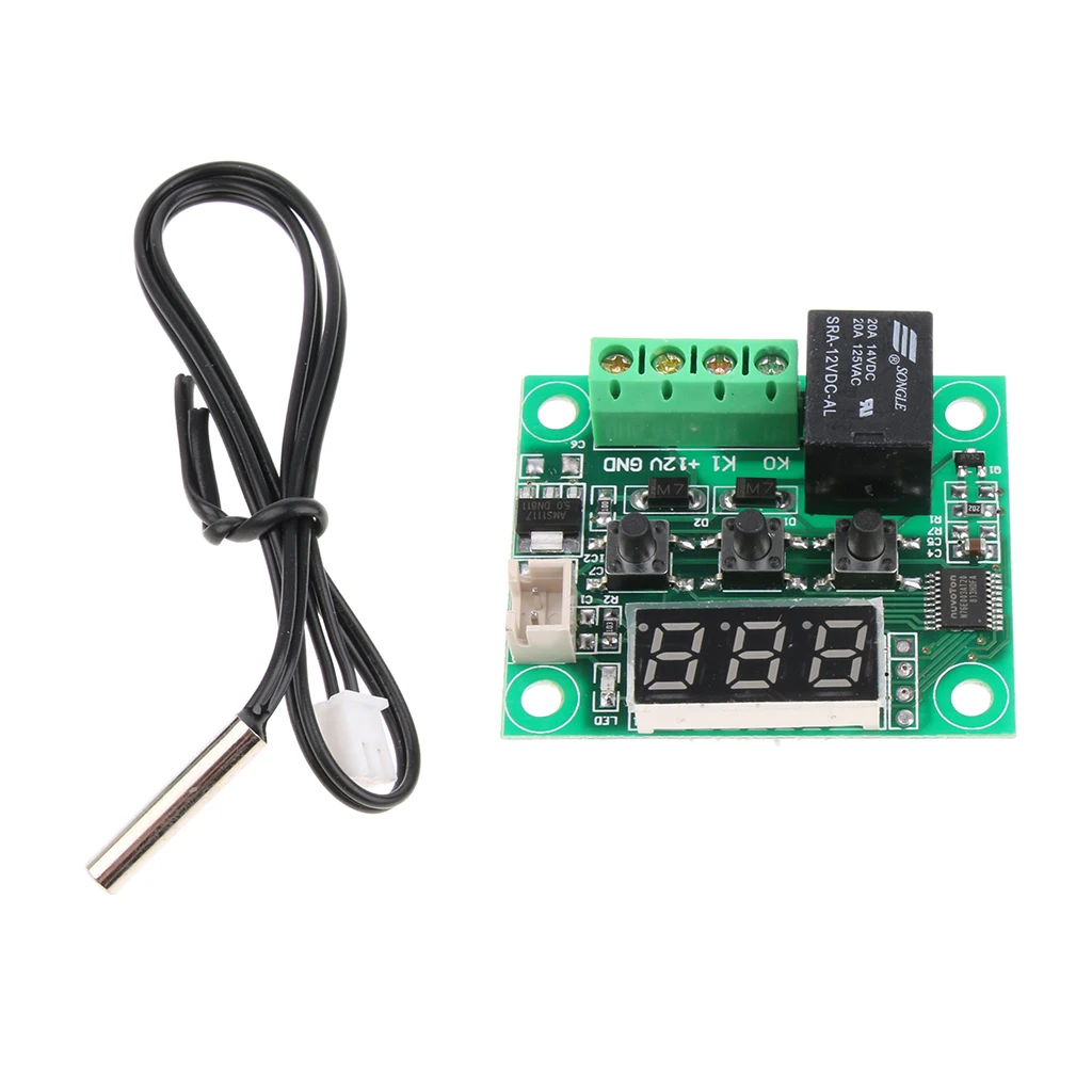 

DC 12V WH-W1209 Digital Cool/Heat Temp Thermostat Thermometer Temperature Controller On/Off Switch Temperature 50~110C