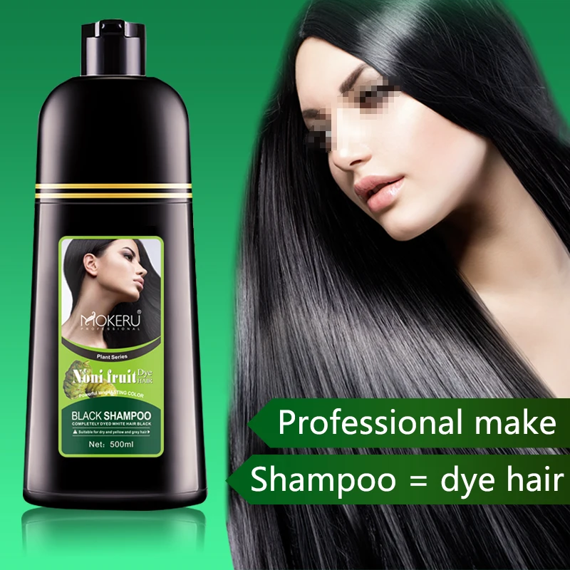 Permanente da Planta Tintura de Cabelo para a Mulher Cobrir os Cabelos Cor do Cabelo Mokeru Lote Atacado Orgânica Shampoo Noni Preta Brancos 3 Pçs - 5 Cheap Cor do cabelo