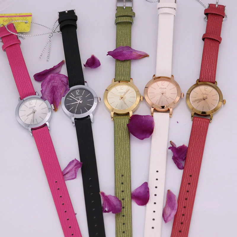 Модные трендовые Женские кварцевые наручные часы, милые розовые круглые часы с кожаным ремешком, женские простые часы, подарок для девочек, Relojes Mujer