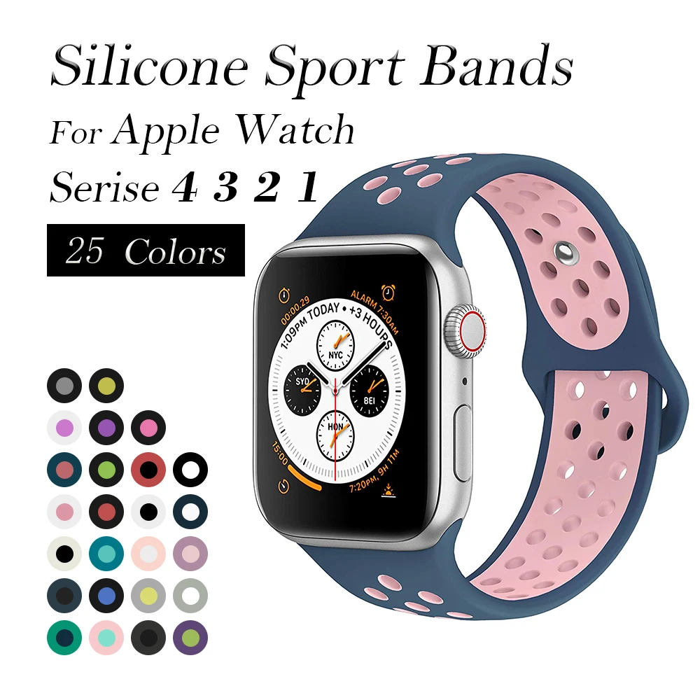 Ремешок YOLOVIE спортивный для Apple Watch Band 38 мм 40 42 44 силиконовый сменный Браслет iWatch 6 5