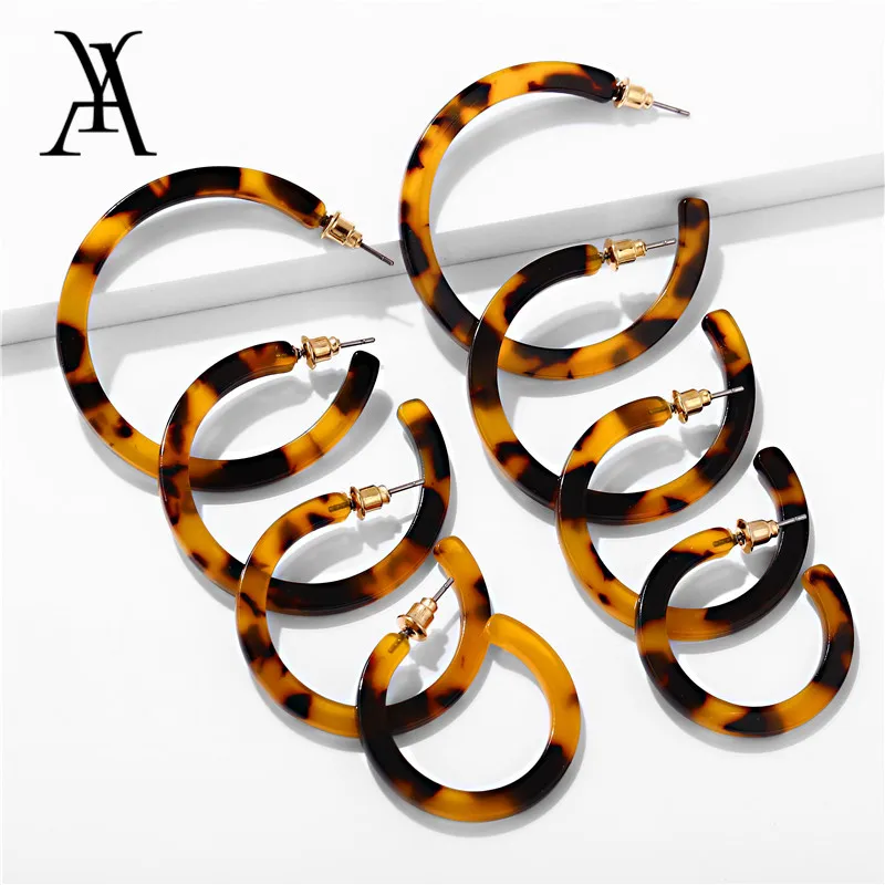 

AY New Fashion Simple C Shaped Acetic Acid Leopard Print Earring For Women Acrylic Trendy Drop Earrings Jewelry 4 Pairs/lot