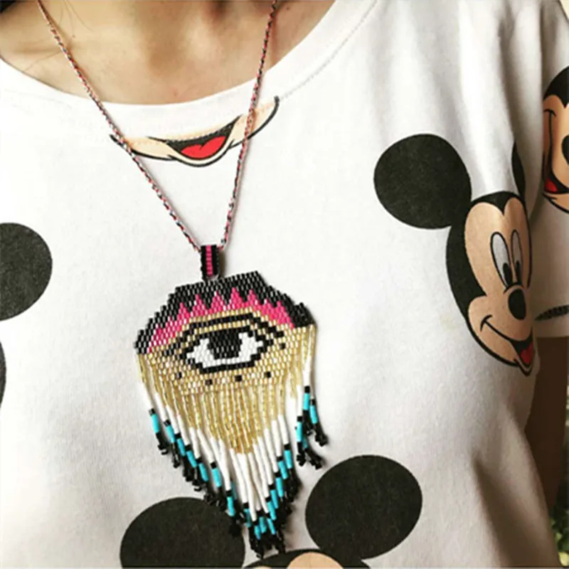 

Go2boho Evil Eye Necklace MIYUKI Necklaces Pendant Bijoux Femme Kolye Collares Women Jewelry Handmade Woven Gift Delica Beads
