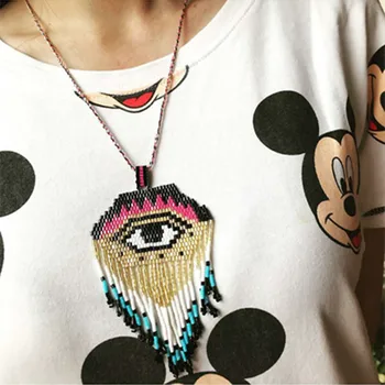

Go2boho Evil Eye Necklace MIYUKI Necklaces Pendant Bijoux Femme Kolye Collares Women Jewelry Handmade Woven Gift Delica Beads