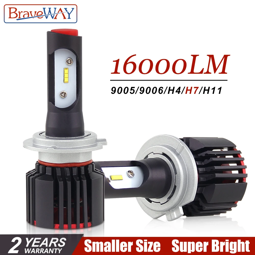 

BraveWay CSP Chip H4 LED H7 Led Car Bulbs H7 LED H4 16000LM 100W H11 HB3 HB4 9005 9006 Lamps 12V 24V 6500K H8 LED H7 Headlight