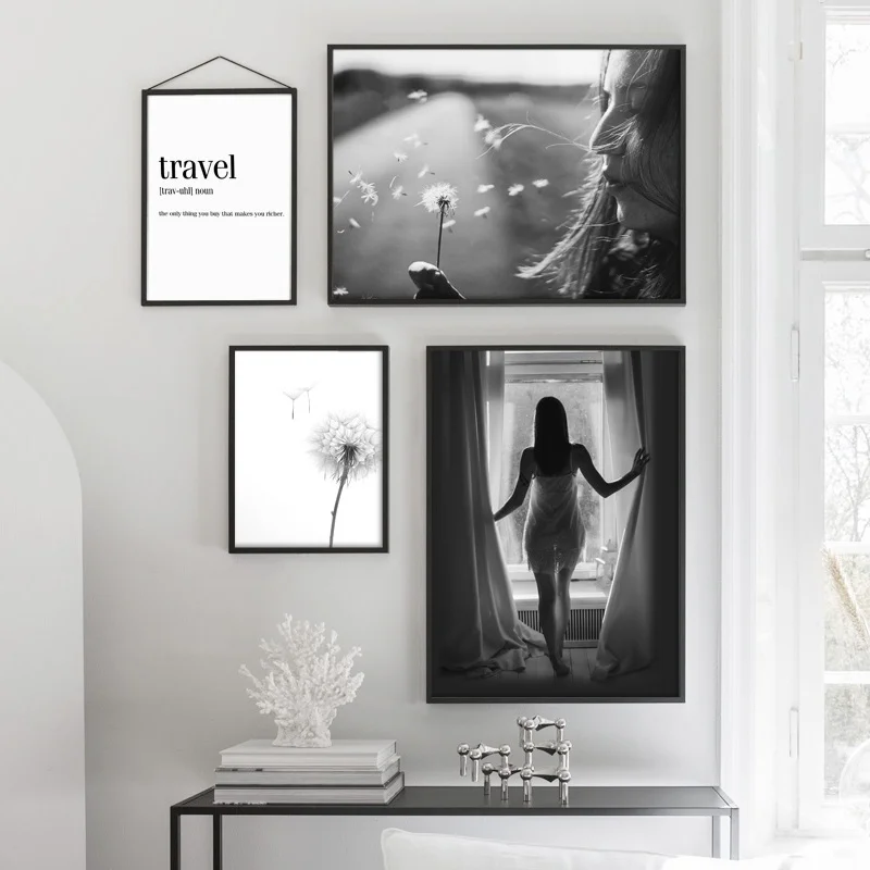 

Dandelion Travel Landscape Sexy Girl Wall Art Canvas Painting Nordic Posters And Prints Wall Pictures For Living Room Wall Decor