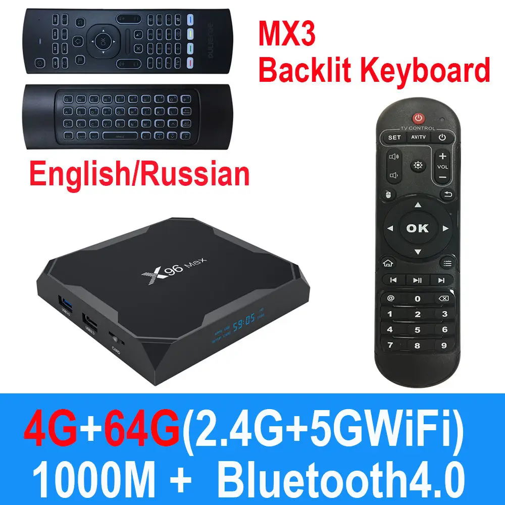 X96MAX 4 Гб 64 ГБ Android 9,0/8,1 ТВ-приставка Amlogic S905X2 4K H2.65 1000 м 2,4 ГГц/5 ГГц wifi смарт-приставка медиаплеер BT4.0 - Цвет: 4GB64GBMX3