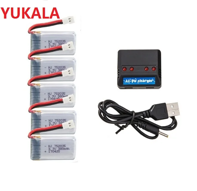 YUKALA 3 7 V 380mAh Lipo батарея + USB зарядное устройство запасные части для X4 H107 H107L H107D JD385