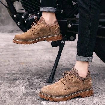 

2019 Vintage British Style Men Casual Shoes Mountain Soft Oxfords Non-slip Increase Men Boots Handmade Wear Resistant Men Shoes