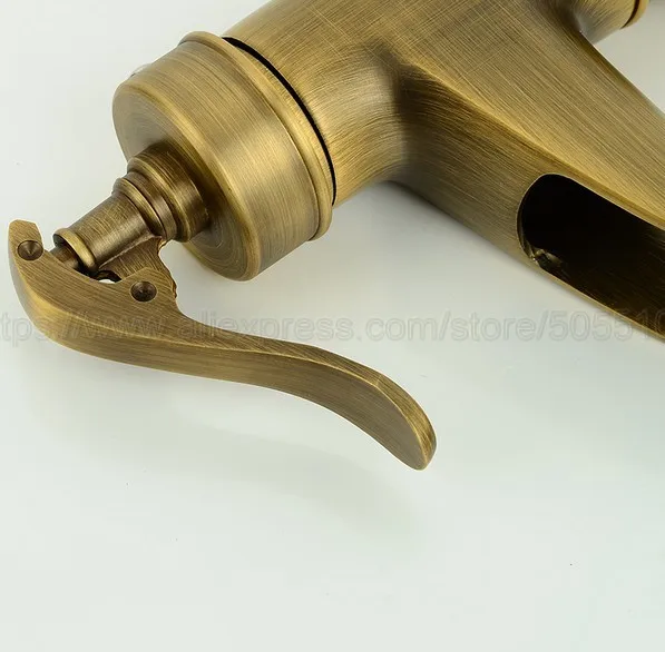 Single Lever waterfall Bathroom Basin Faucet Brass Antique Hot and Cold bathroom Sink Mixer Taps zan007