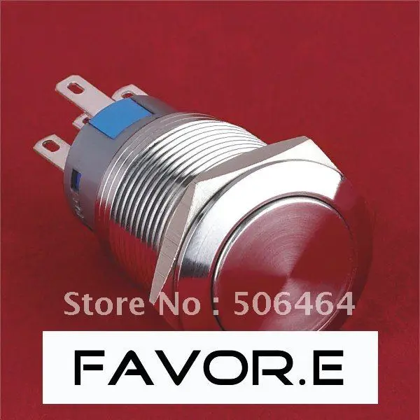 

* Stainless steel 19mm IP67 5A/250VAC 1NO 1NC Momentary metal Push Button Switch Flat round
