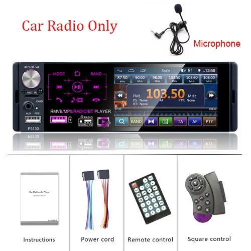 Podofo Авторадио с сенсорным экраном 1 Din 4," Bluetooth автомобильное радио RDS USB AUX MP5 видео плеер Авто аудио стерео Поддержка Микрофона - Цвет: Car Radio Only