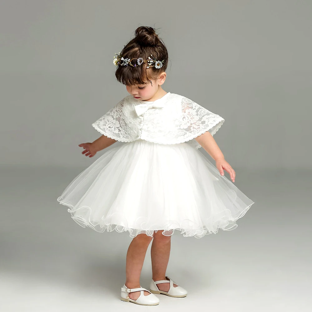 

Toddler Girl Princess Wedding Dress 2019 Smocked Dress Newborn Infant Kids Baby Girls Dress Buttons With Shawl Vestido Infant