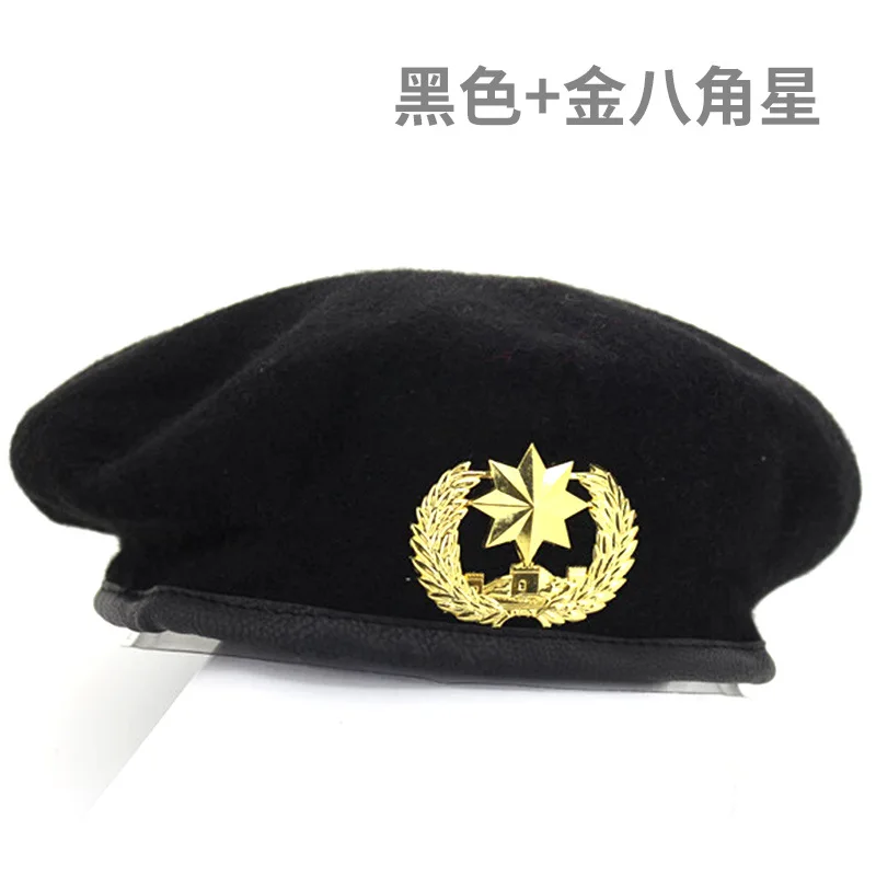 

free shipping New Metal Emblem Men Women Star Beret Military Hats Adjustable Costume Party Cosplay Perform Stage Props Navy cap