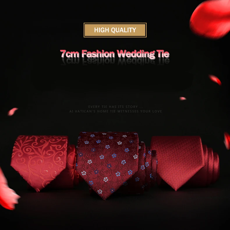 Новое поступление модные 7 см свадебные галстуки для мужчин искусственный шелк жаккард Формальные Деловые вечерние галстуки винно-красные галстуки с подарочной коробкой