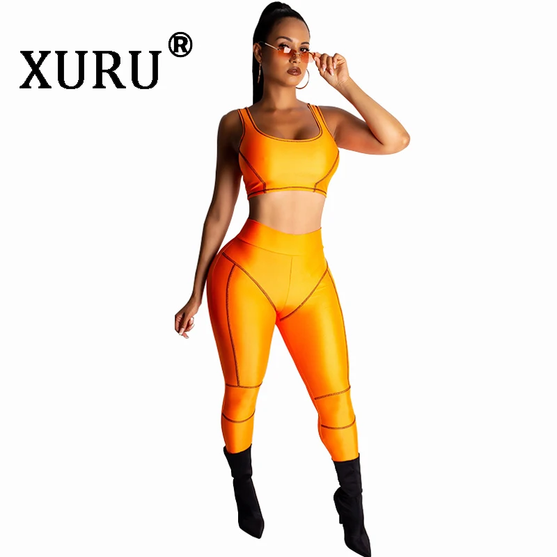 

XURU summer new women's sexy jumpsuit two-piece fashion casual solid color jumpsuit pants suit