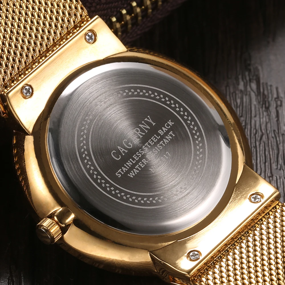 hot fashion golden steel bracelet watch for men watches quarz wristwatches clock man (3)