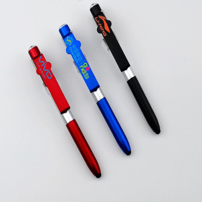 Top 500pcs/lot 4 in 1 Multi-function Led flashlight Torch ballpoint pen cellphone holder Touch ballpen capacitive stylus 5