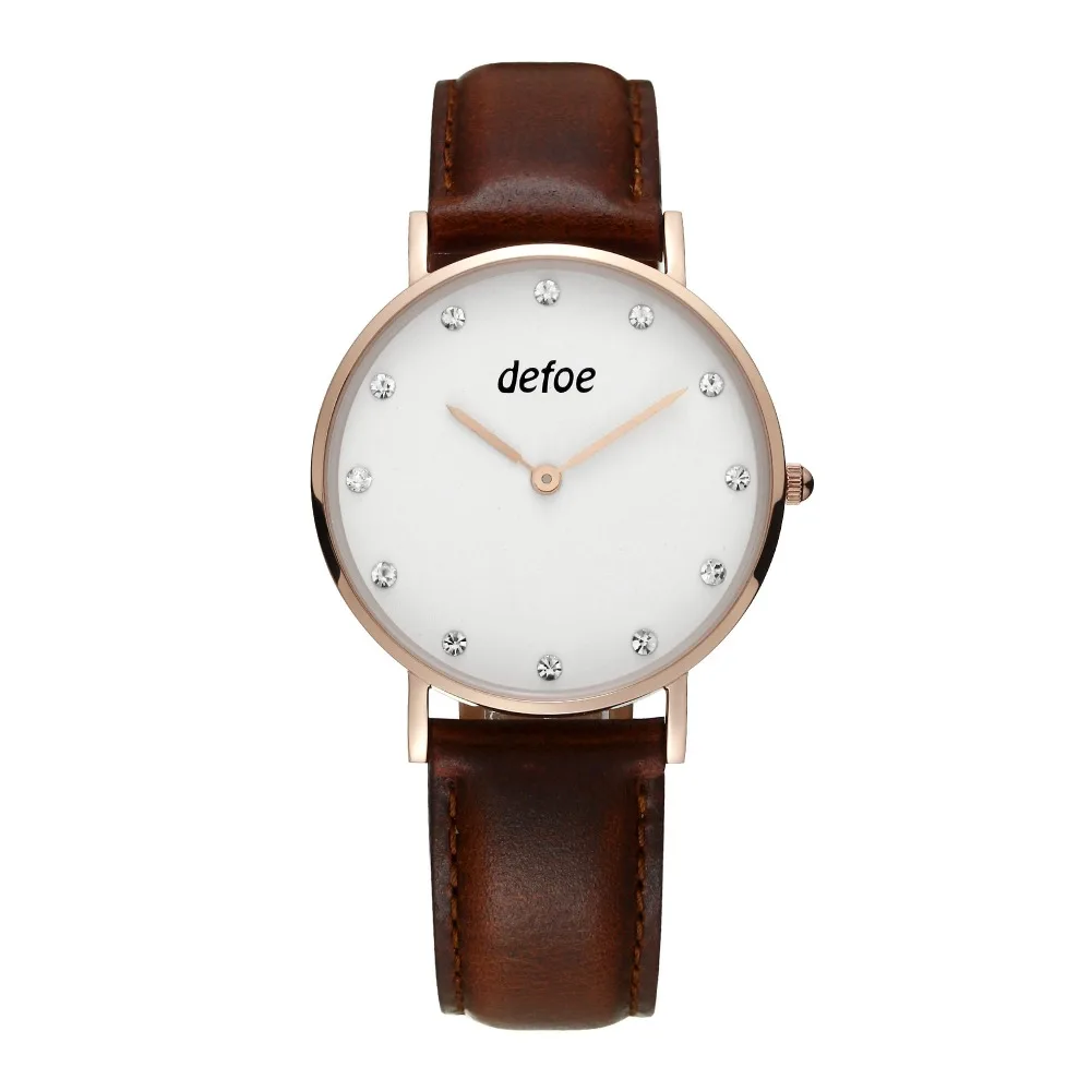 

Defoe High Quality Women's Stainless Steel Watch Genuine Leather Wristwatch DW