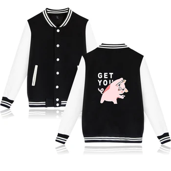 

2019 Year Of The Pig Cartoon Print Baseball Jacket Women/Men Winter Autumn Fashion Casual Cute Jacket Outerwear Hot Sale