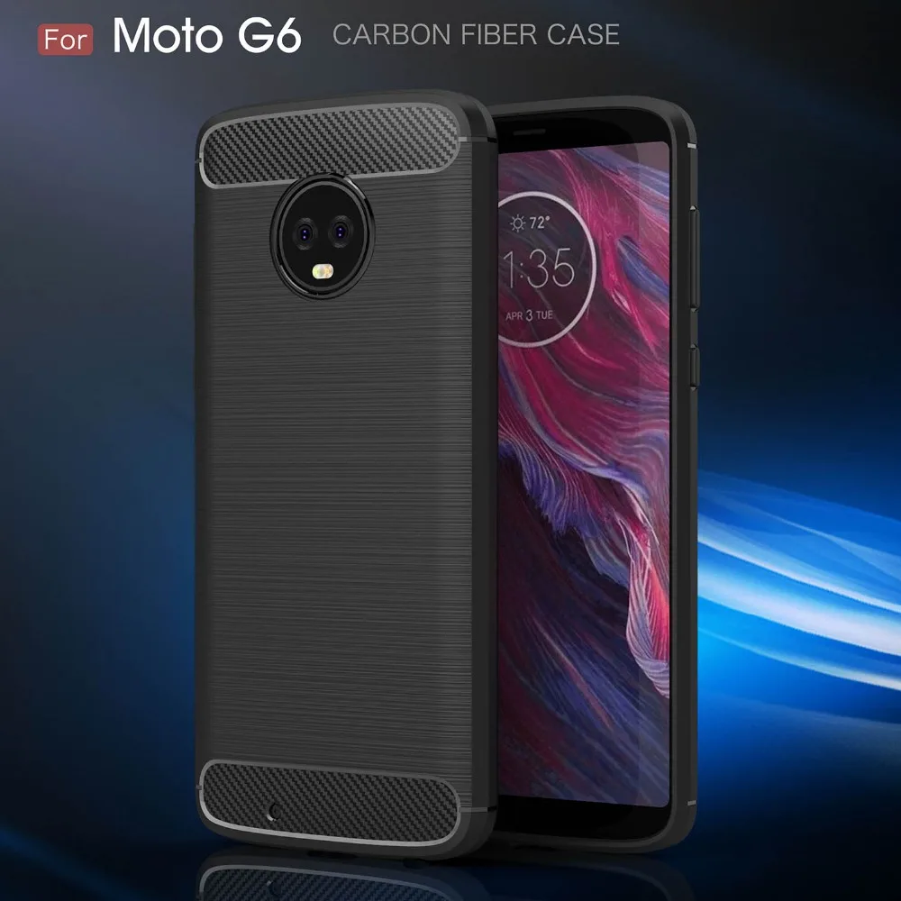 Силиконовые чехлы для Motorola G6 случае углеродного Модный мягкий из