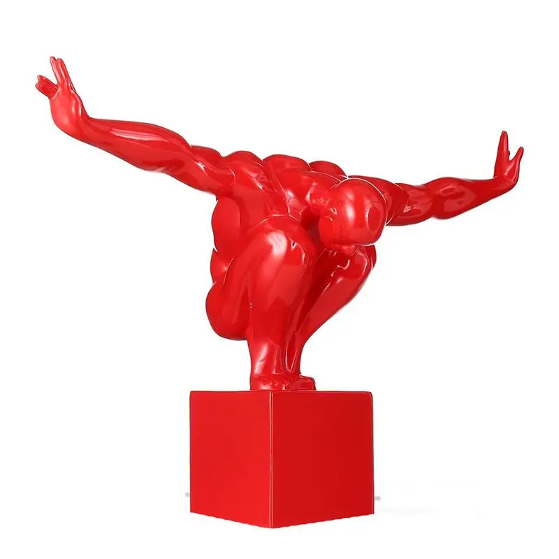 42 см смоляная скульптура ныряльщика Белый Черный Серебряный человеческое тело художественная Статуя Статуэтка украшение дома аксессуары R440 - Цвет: Красный